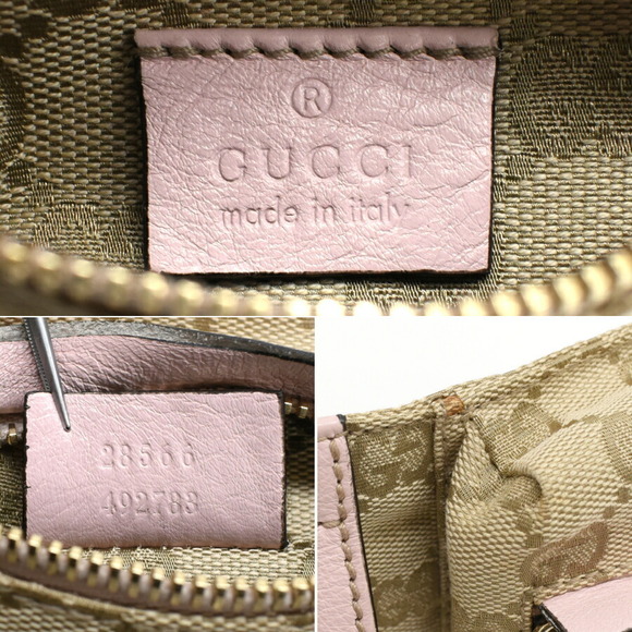 Gucci Waist Bag Body Canvas Leather Beige Pink - Picture 9 of 9